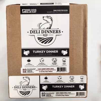 Red Dog Blue Kat Deli Raw Turkey Dinner 1lb Frozen Pack 454g