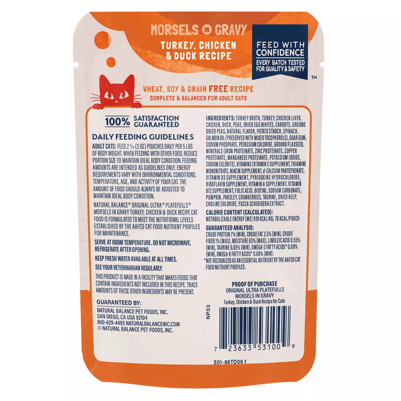 Natural Balance Platefulls Dinde, Poulet et Canard Nourriture pour Chats 3oz