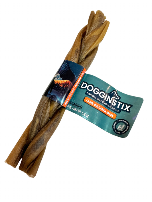 Dogginstix Braided Lamb Collagen 6"