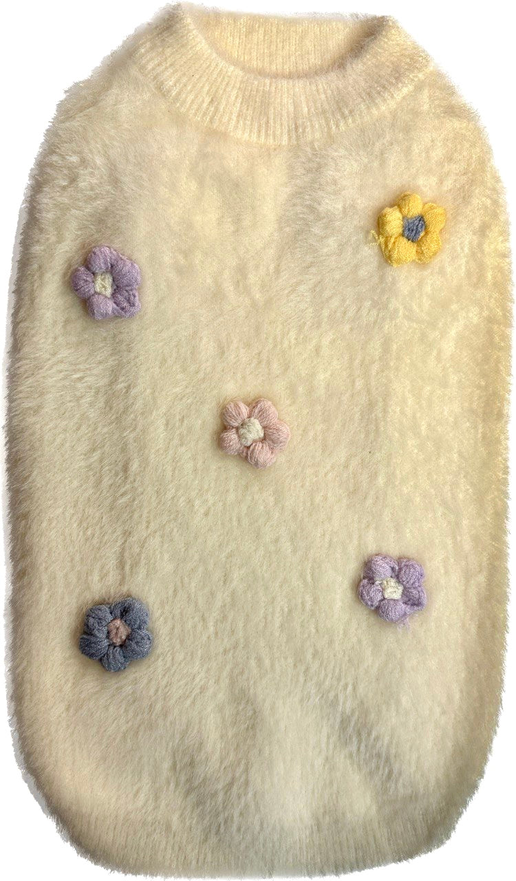 Cuddle Soft Sweater with Knit Flowers