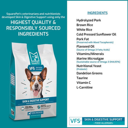 SquarePet VFS Veterinarian Formulated - Skin & Digestive Support - Natural Food for Dogs (4.4lbs)