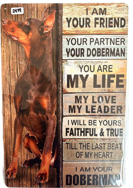 Metal Doberman “I Am Your Friend” Picture, 8x12