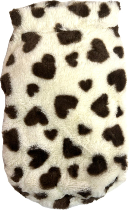 Faux Fur Leopard Print Heart Pattern with Zipper for Small Dogs