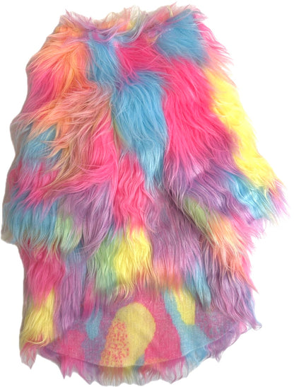 Tye Dye Faux Fur Coat for Small Dogs