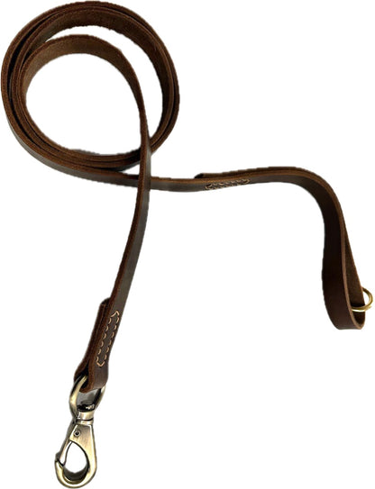 Leather Leash with Brass Hardware & Handlering