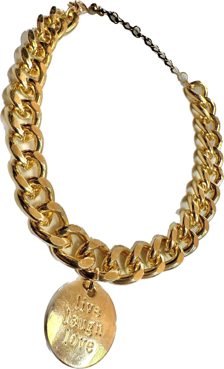 Gold “Live Love Laugh” Dog Chain