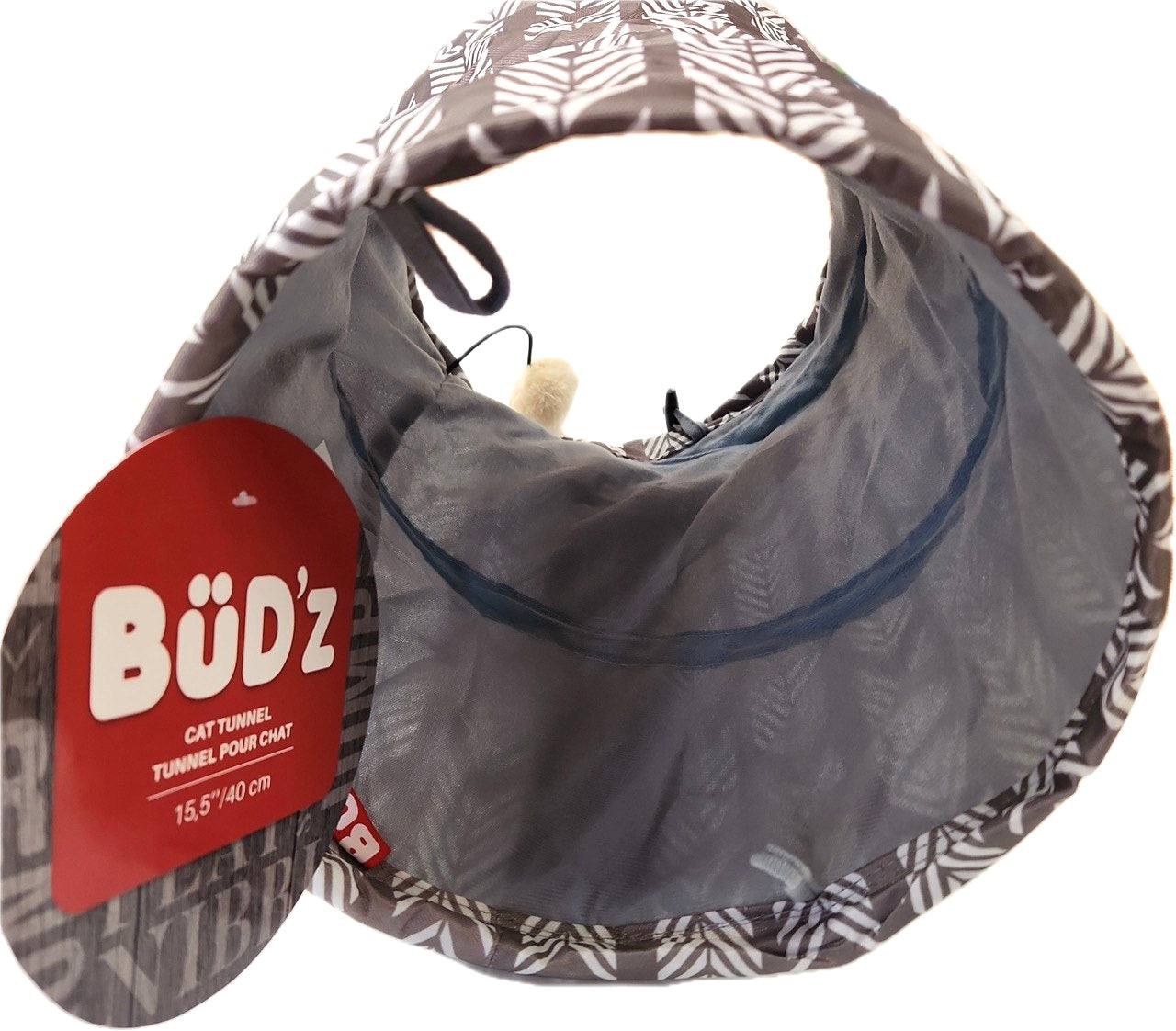 BüD’z Crinkle Cat Play Tunnel With Cat Toy, 9.5" × 15.5"