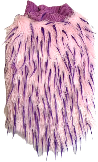 Faux Fur Pink & Purple Vest with Clip on Bow for Small Dogs (2pc)