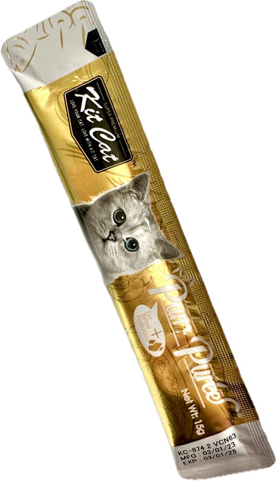 Kit Chat Pur Purée, Poulet &amp; Saumon, 15g 