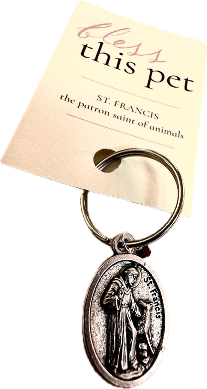 HER Story Bless This Pet Tag with Gemstone - St. Francis Dog/Cat Charm