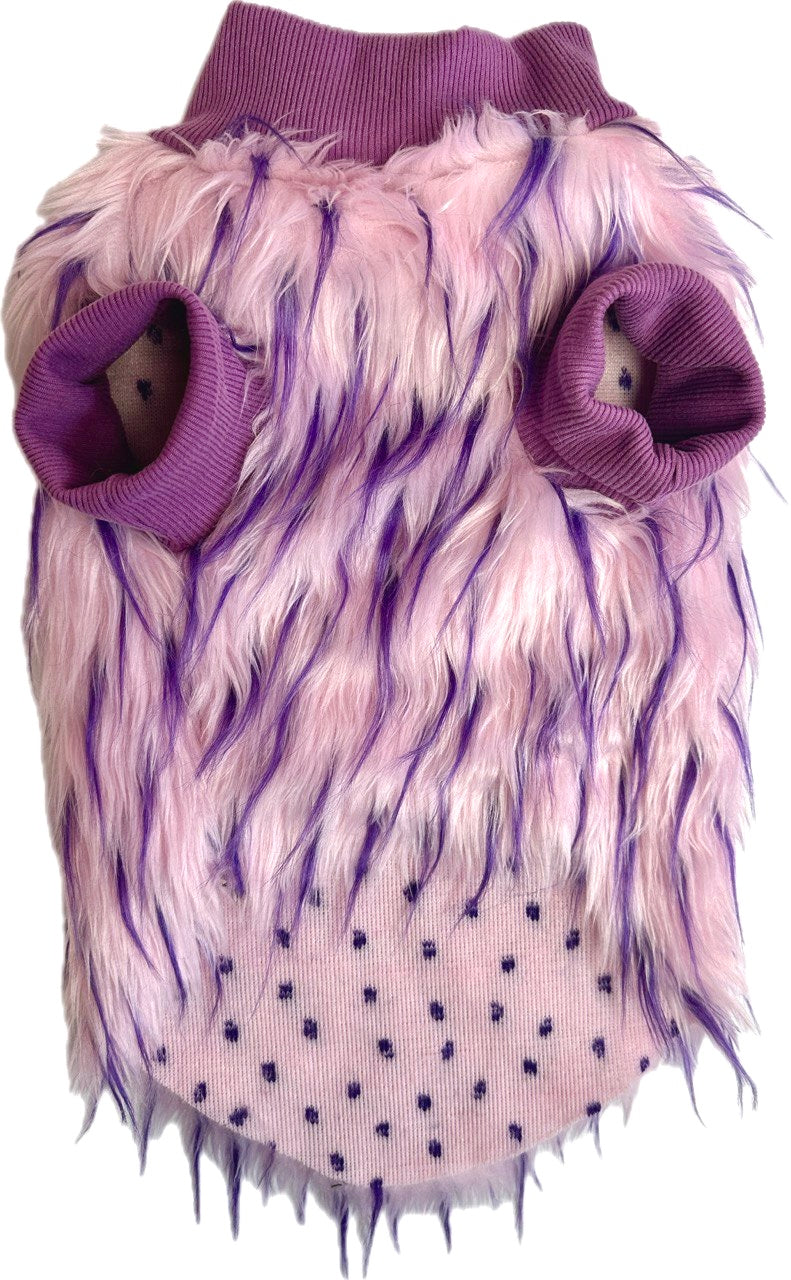 Faux Fur Pink & Purple Vest with Clip on Bow for Small Dogs (2pc)