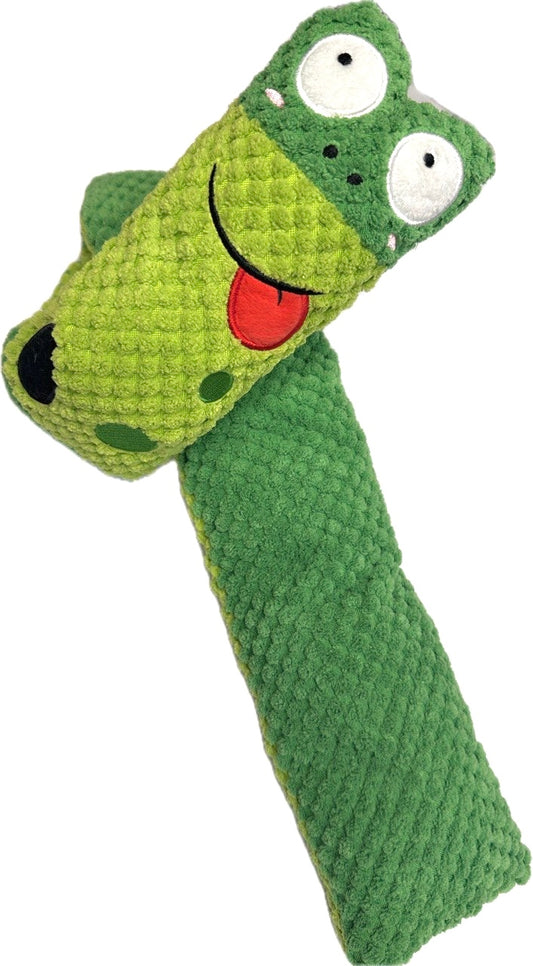 Jouet couineur en peluche serpent vert