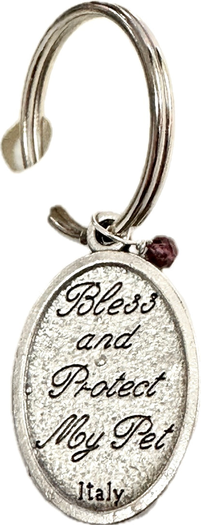 HER Story Bless This Pet Tag with Gemstone - St. Francis Dog/Cat Charm