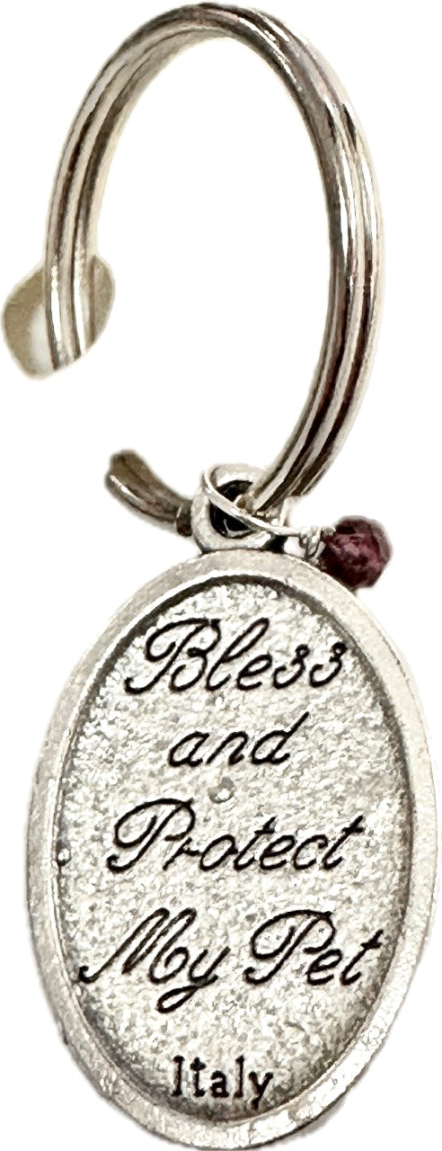 HER Story Bless This Pet Tag with Gemstone - St. Francis Dog/Cat Charm