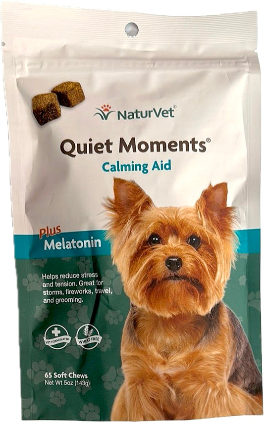 NaturVet Quiet Moments Aide apaisante plus mélatonine, 65 mastications douces (143 g) 