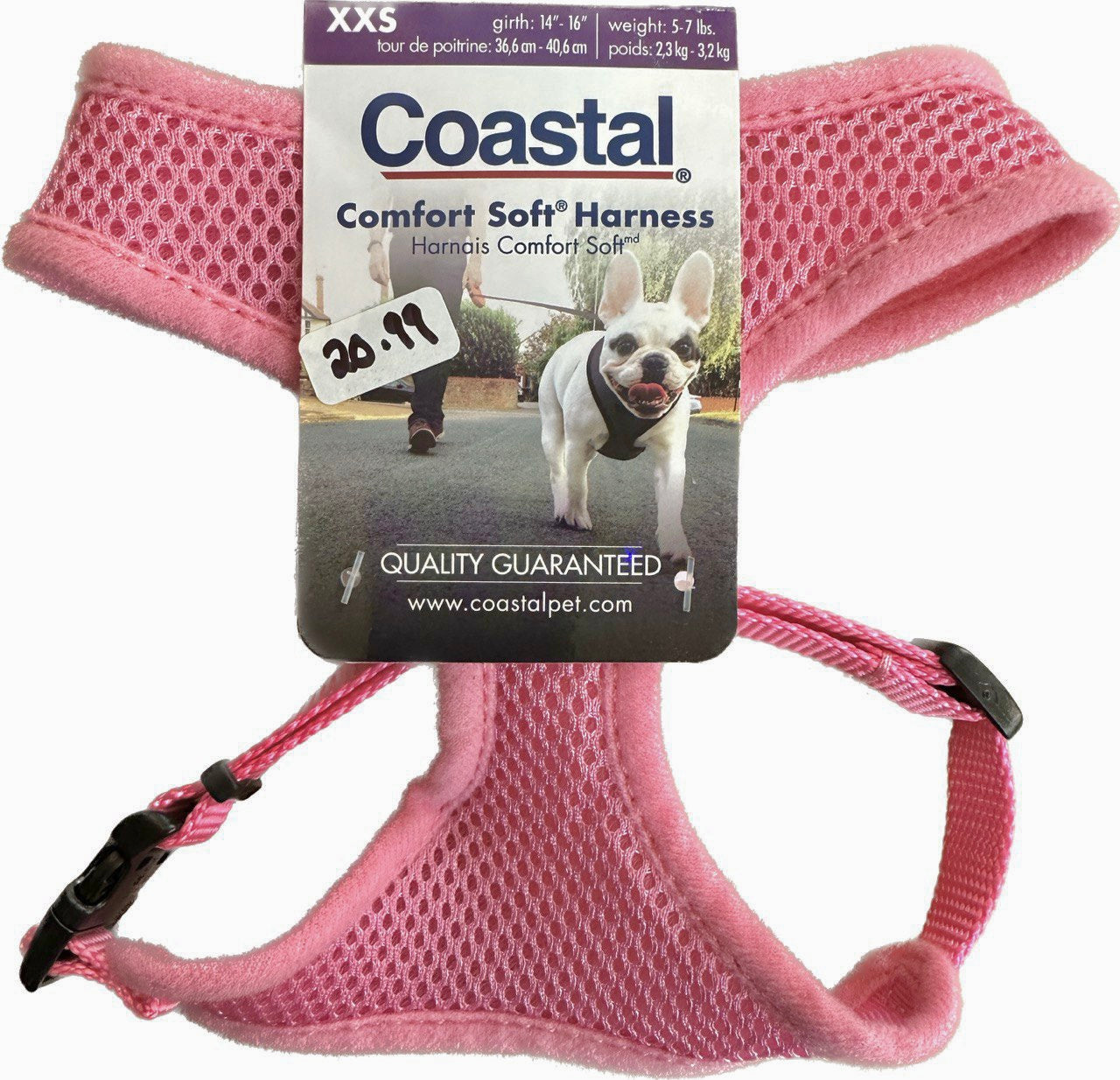 Pink Coastal Comfort Soft Wrap Harness Size XXS
