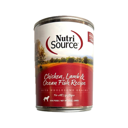 Recette NutriSource de poulet, d'agneau et de poisson de mer avec nourriture en conserve pour chiens aux céréales saines