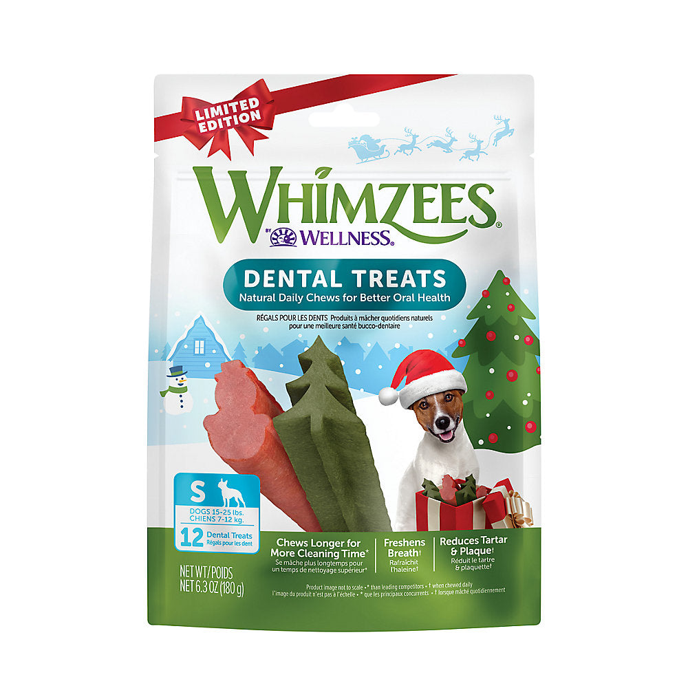 Whimzees Holiday Natural Dental Dog Treats, Small, 12pk