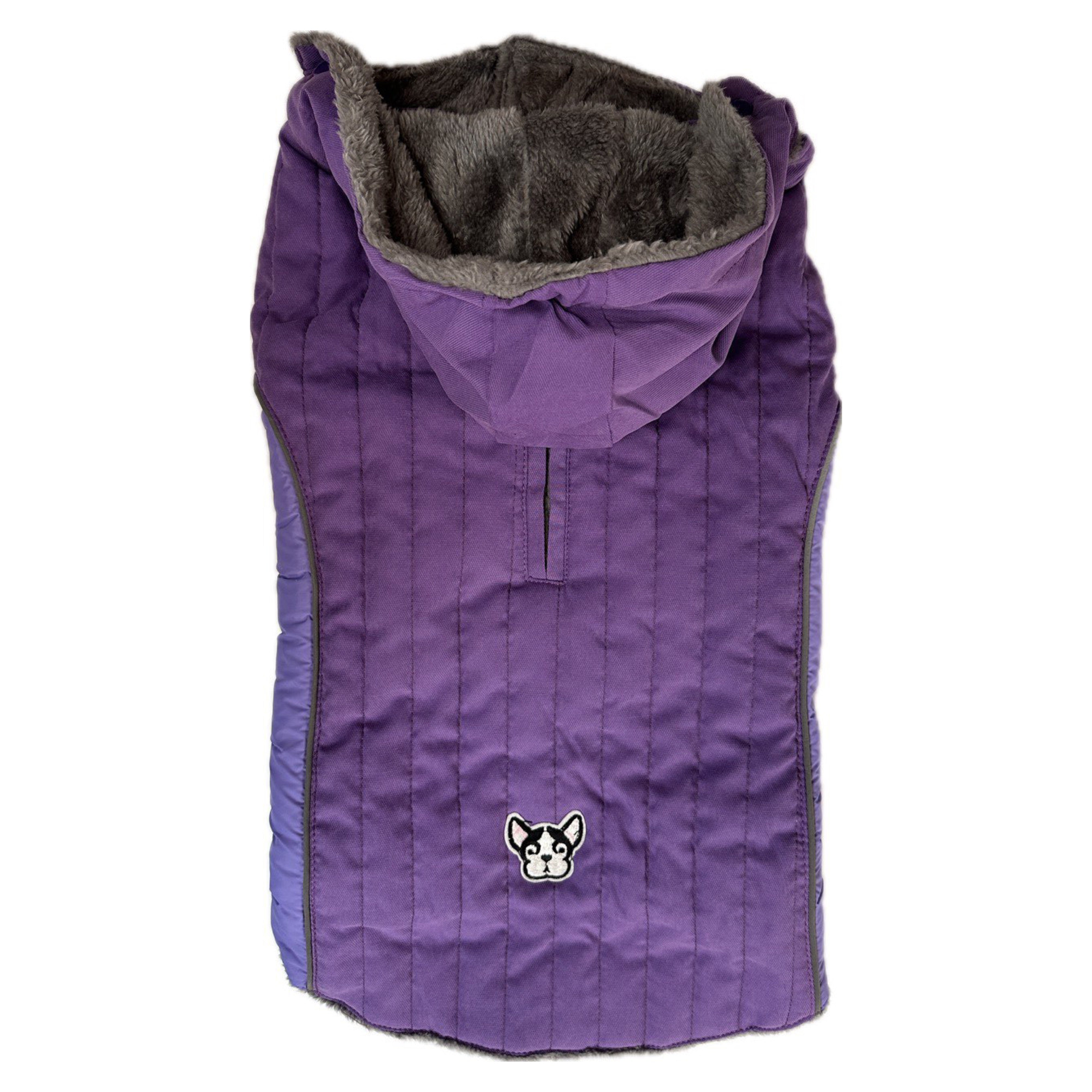 Purple Faux Fur Winter Coat with Detachable Hood, 18”