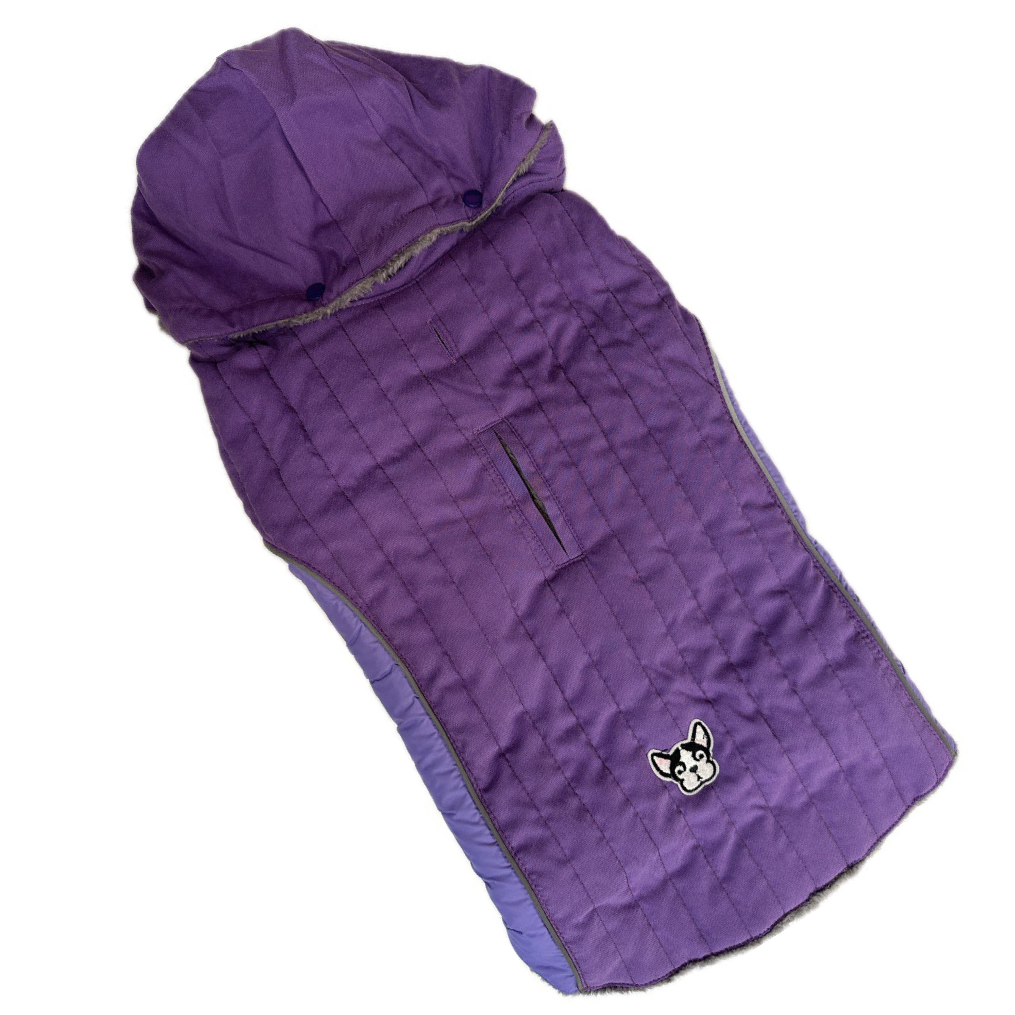 Purple Faux Fur Winter Coat with Detachable Hood, 18”