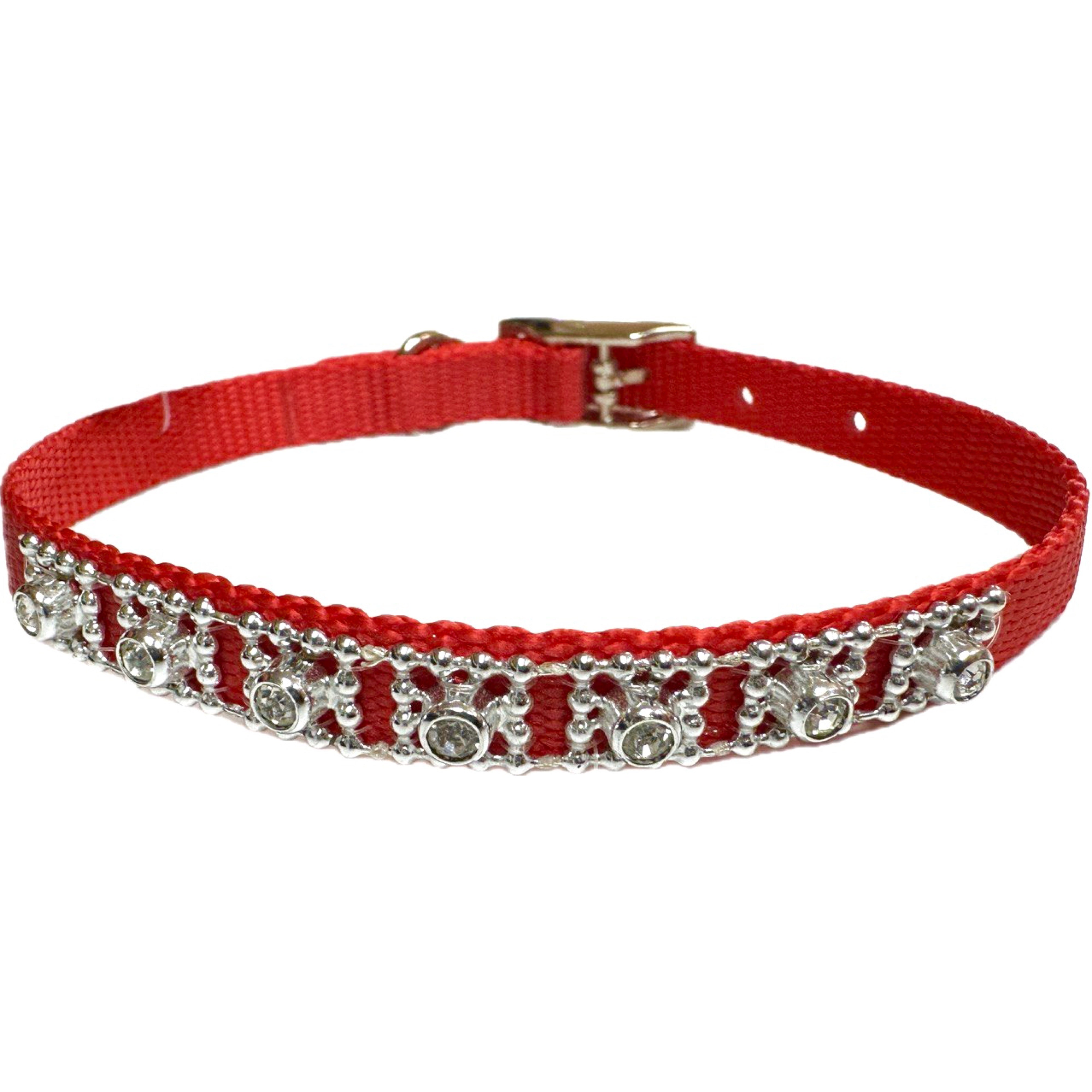 Coastal Red Faux Diamond Collar, 12”