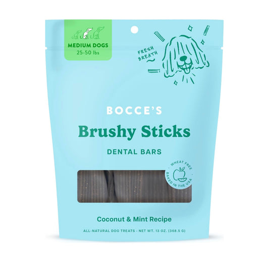 Bocce’s Brushy Sticks Wheat Free Dental Bars, Medium