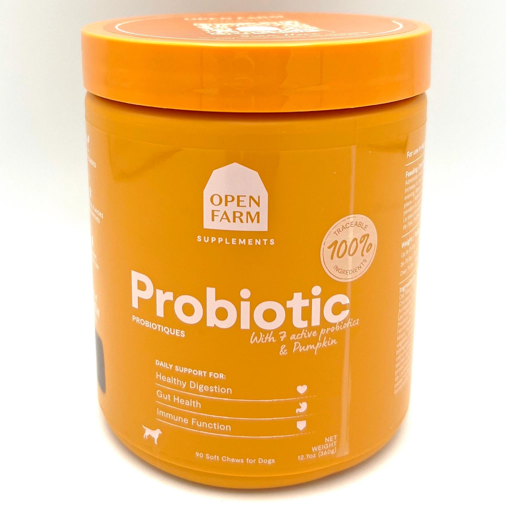 Open Farm Probiotic Supplement Chews for Dogs with Pumpkin for Healthy Digestion, Gut Health & Immune Function