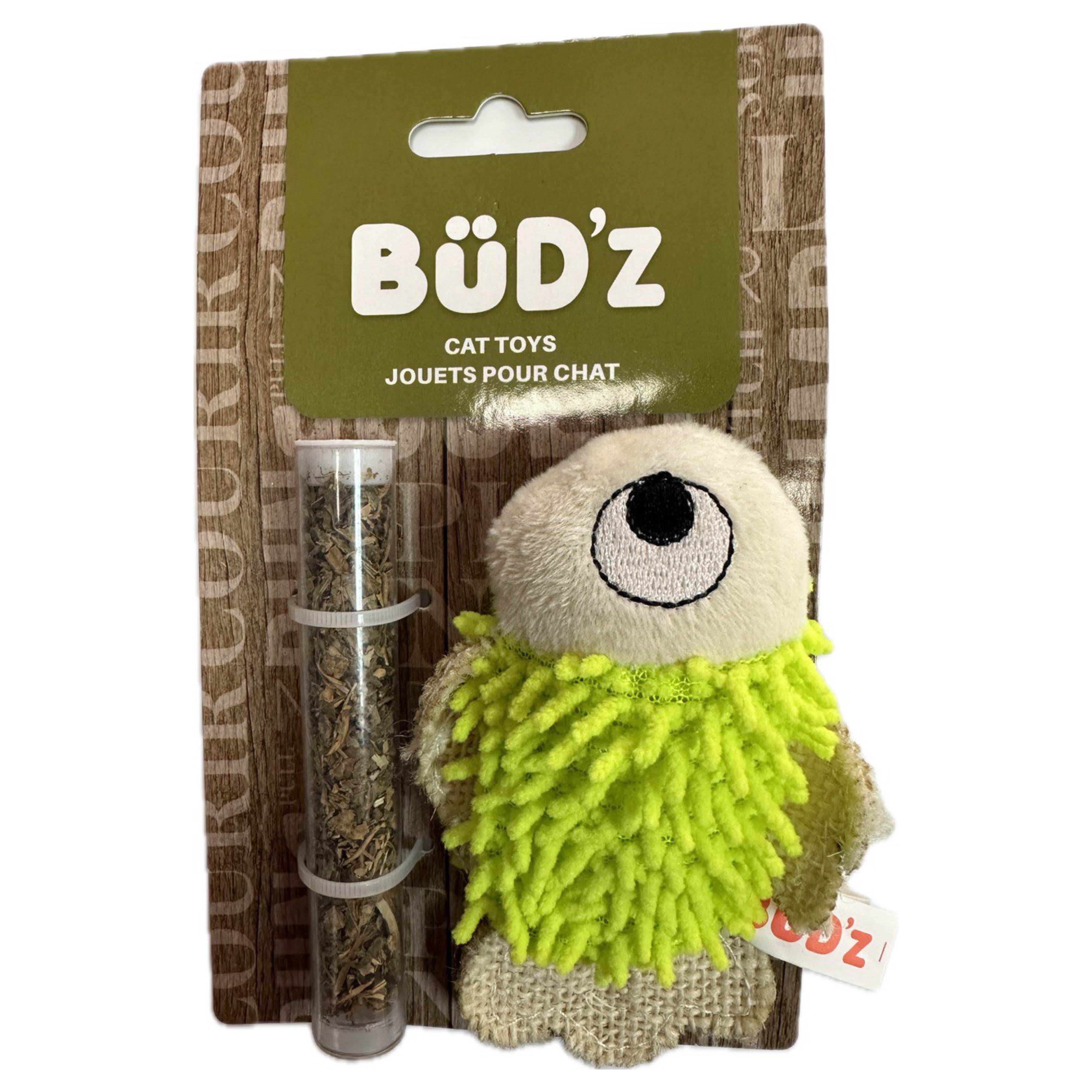 BüD’z Cat Toy, Green Fish with Catnip Tube, 4.5"