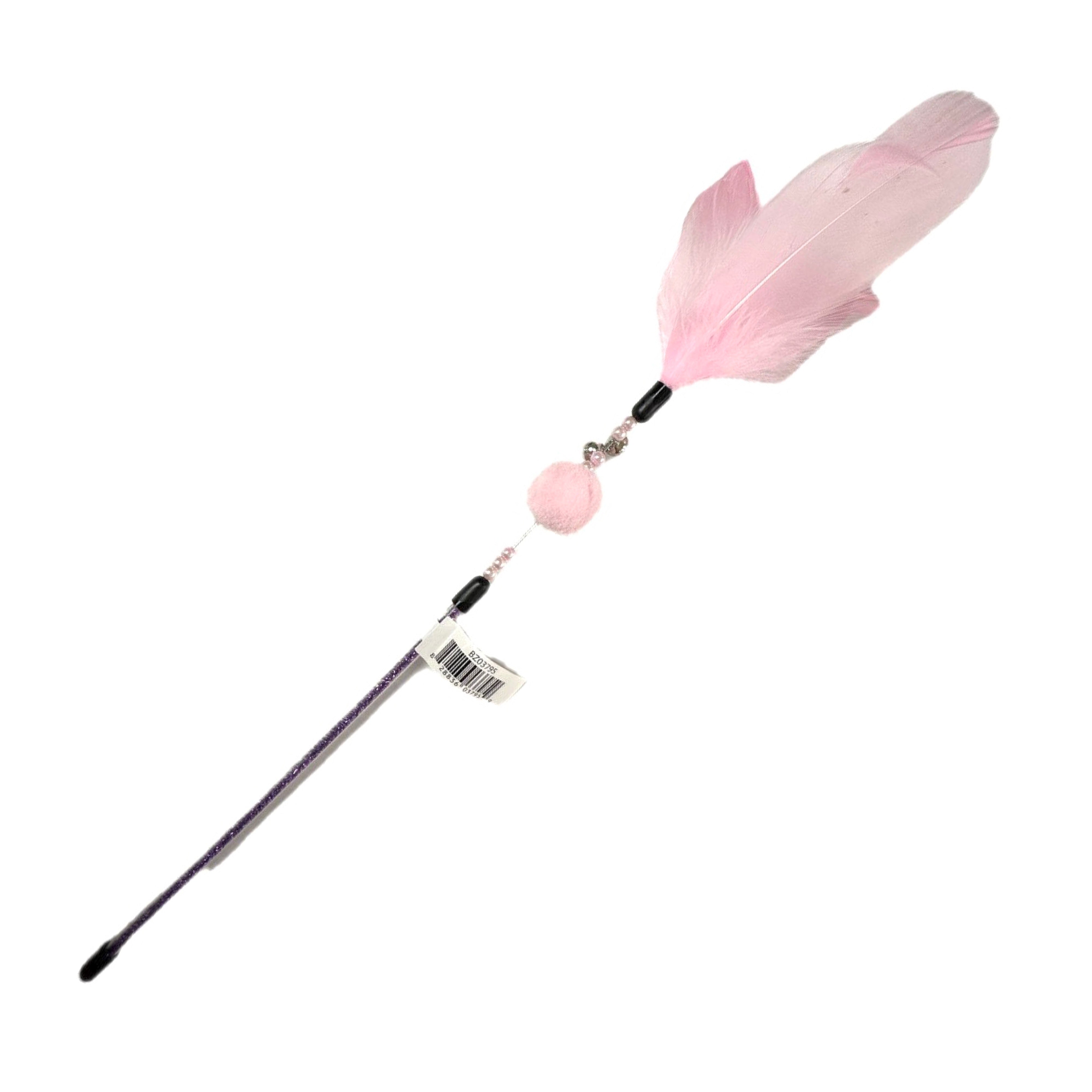 BüD’z Cat Toy, Cotton Candy Single Ball Feather Duster with Bells, 35cm