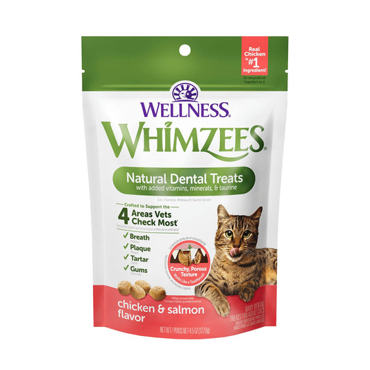 Whimzees Gâteries dentaires naturelles pour chat, poulet et saumon, 2 oz 