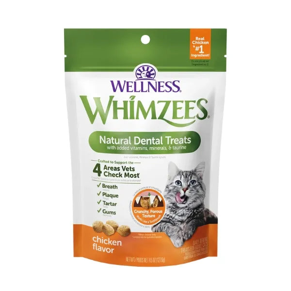 Whimzees Gâteries dentaires naturelles pour chat, poulet et saumon, 2 oz 