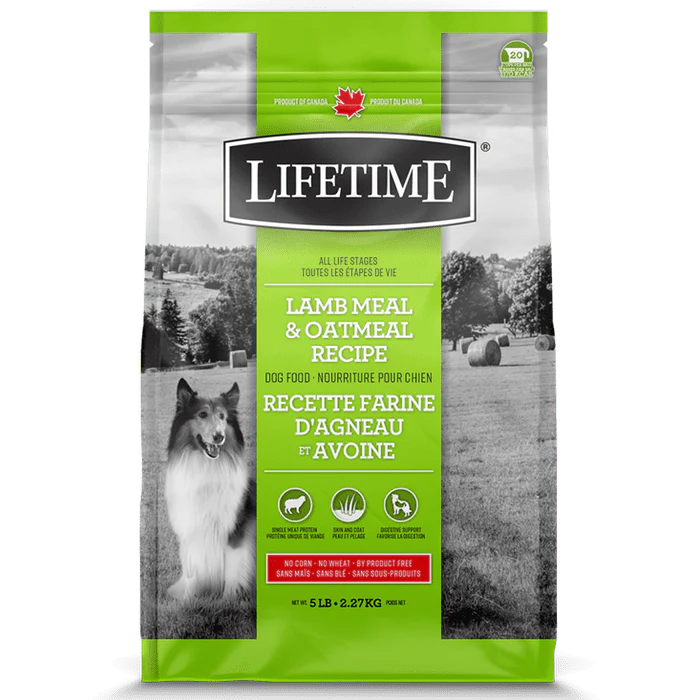 Nourriture pour chiens Lifetime à l'agneau et à l'avoine, 25 lb