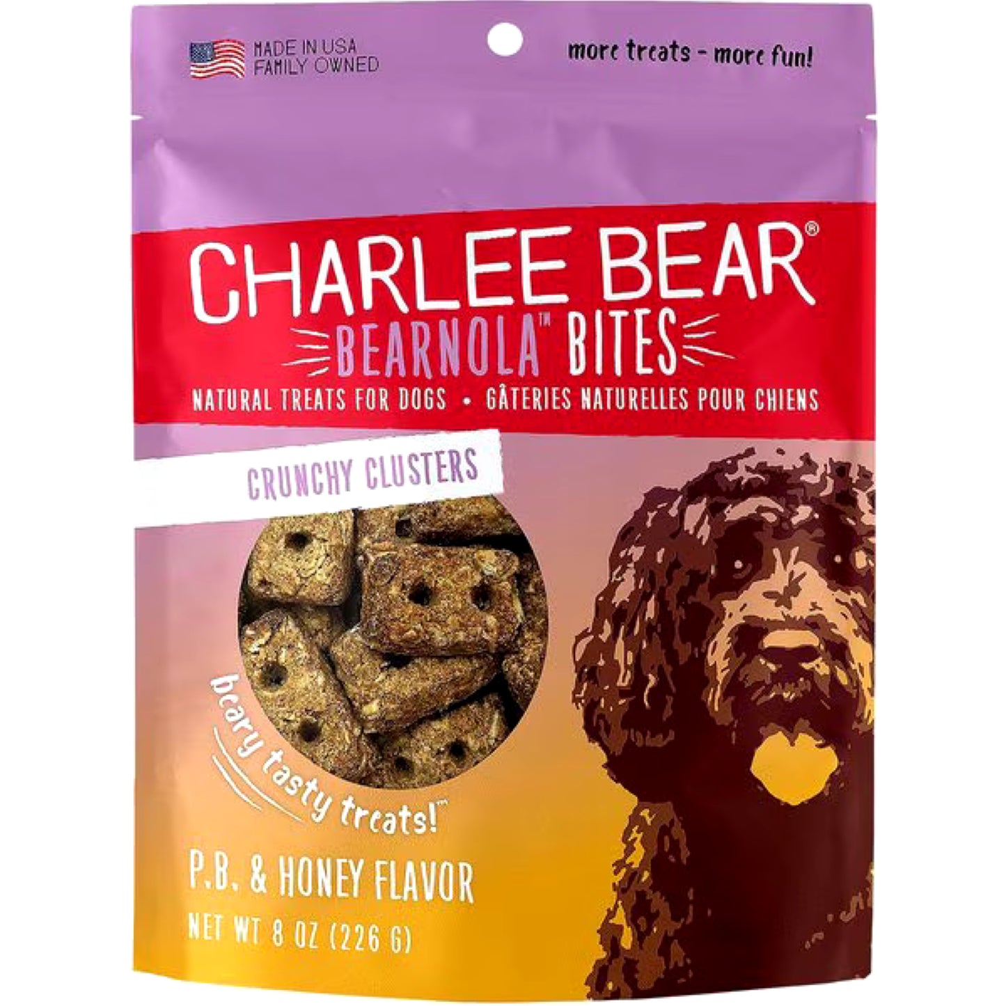 Charlee Bear Bearnola Bites Peanut Butter & Honey Flavor Dog Treats, 8-oz bag