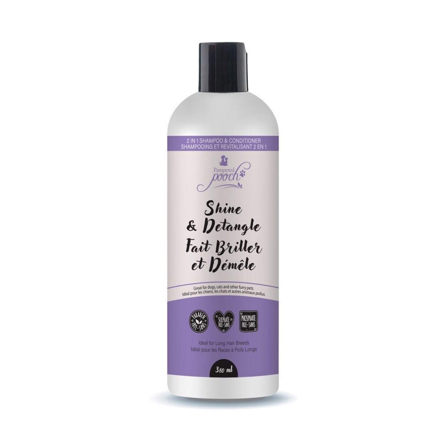 Shampoing et revitalisant pour chiens Pampered Pooch Shine &amp; Detangle