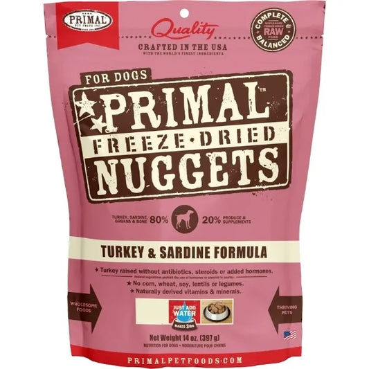 Primal Canine Freeze-Dried Nuggets - Turkey & Sardine Formula (397g)