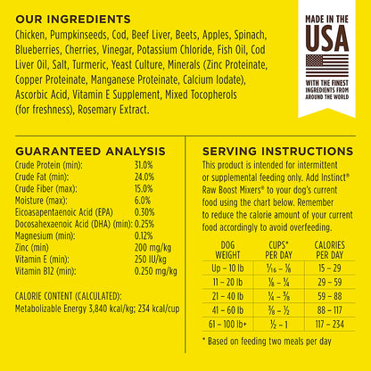 Instinct Raw Boost Mixers Healthy Energy Freeze-Dried All Life Stage Dog Food Topper - 5.5 Oz.