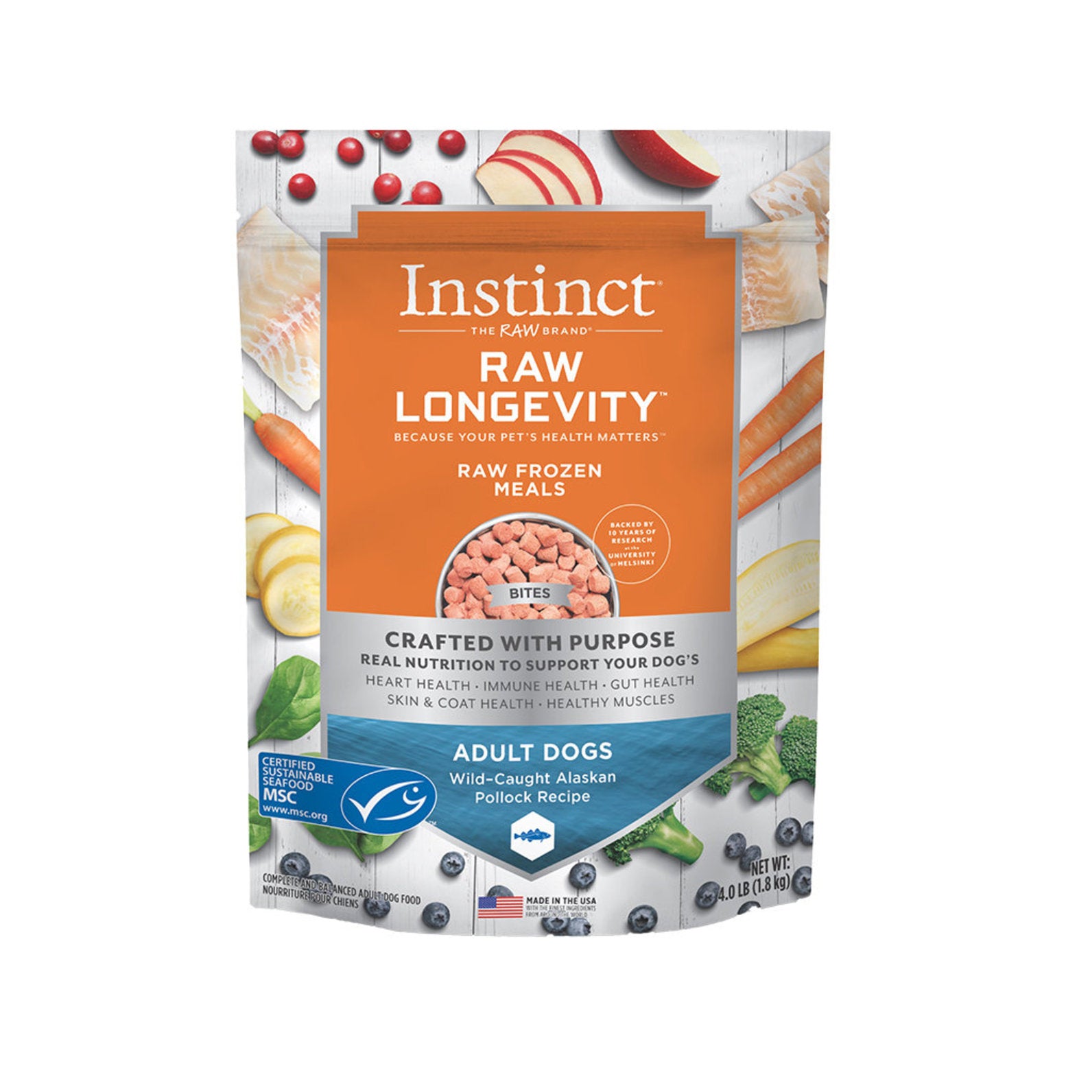 Instinct Raw Longevity Freeze-Dried Wild Alaskan Caught Pollock Recipe Adult Dog Food