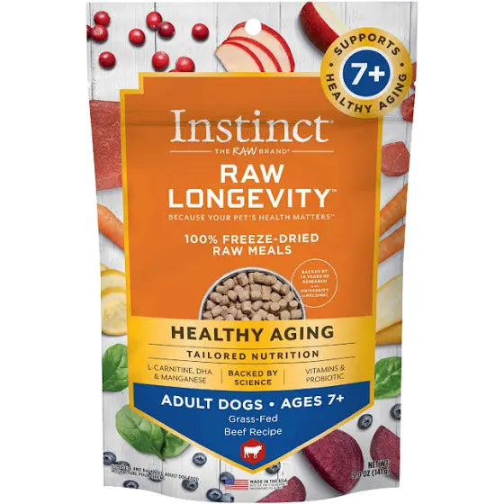 Instinct Raw Longevity Healthy Aging Recipe 100% Freeze Dried Adult 7+ Dog Food