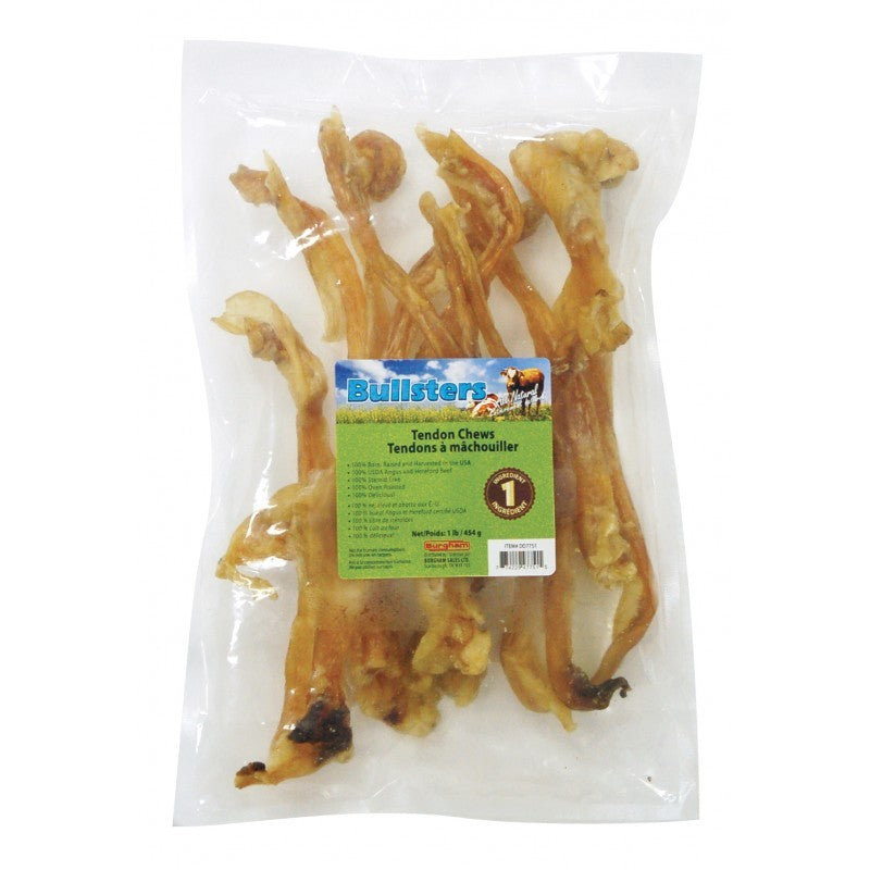 Bullsters Roasted Beef Tendon, 1lb Bag