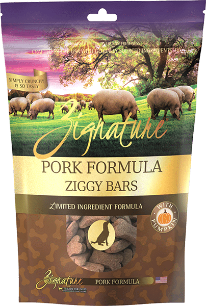 Zignature Pork Formula Ziggy Bars Treats For Dogs, 340g