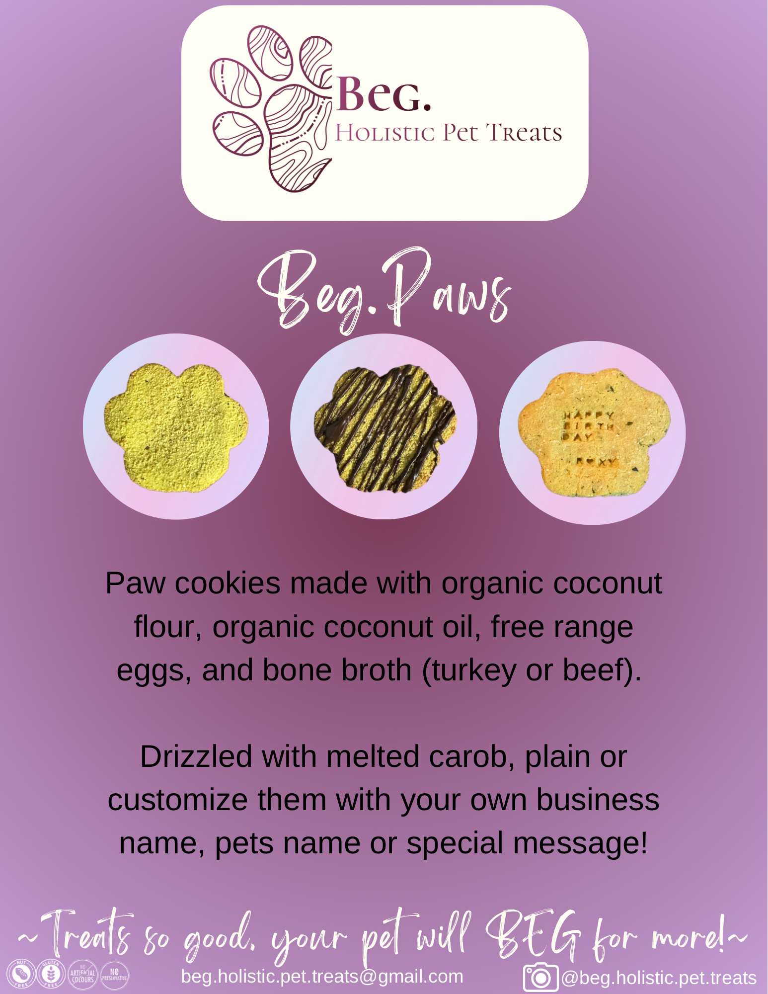 BEG. Paws Holistic Pet Treats