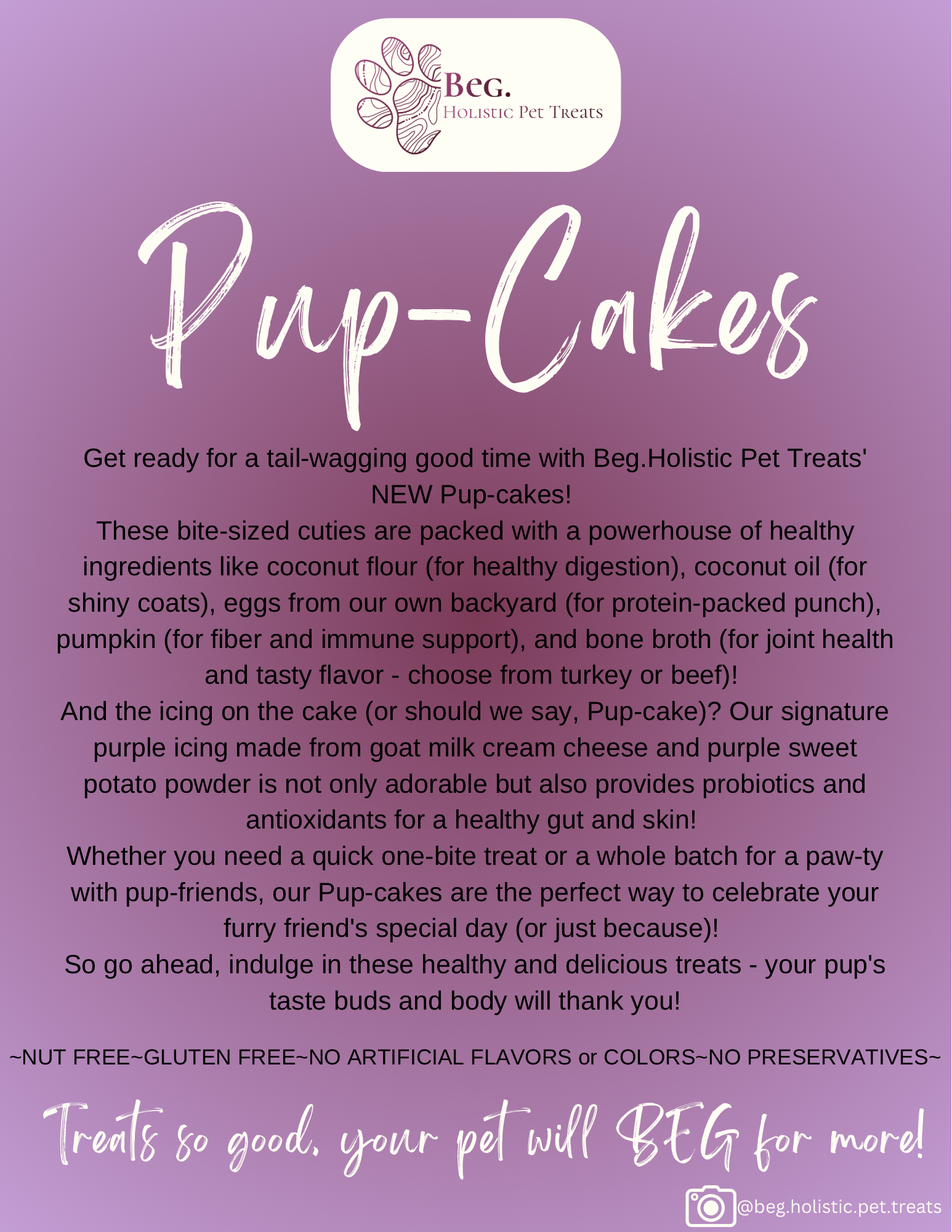 BEG. PupCakes Holistic Pet Treats