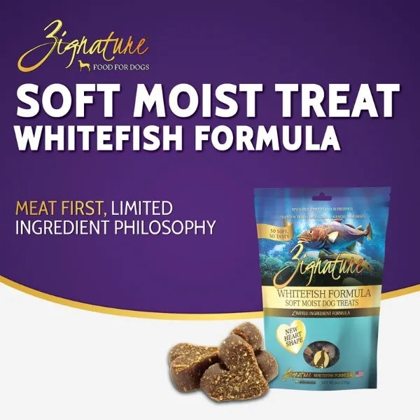 Zignature Soft Moist Treats for Dogs - Whitefish Formula *NEW Heart Shape*