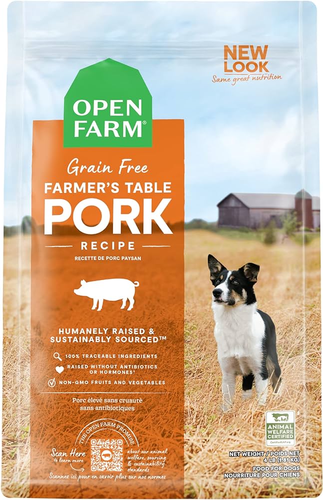 Open Farm Farmer's Table Pork Grain-Free Dry Dog Food, Family Farmed Pork Recipe with Non-GMO Superfoods and No Artificial Flavors or Preservatives, 11 lbs