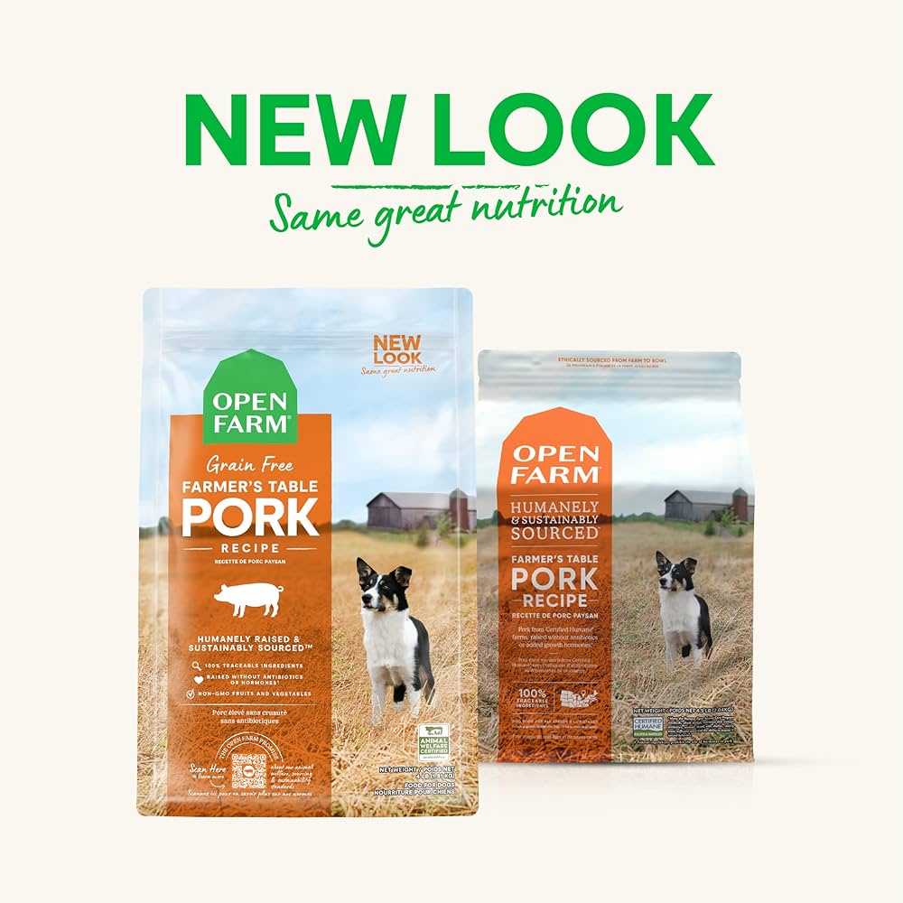 Open Farm Farmer's Table Pork Grain-Free Dry Dog Food, Family Farmed Pork Recipe with Non-GMO Superfoods and No Artificial Flavors or Preservatives, 11 lbs