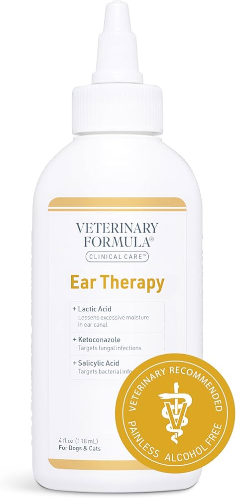 Veterinary Formula Clinical Care Ear Therapy, 4 oz. – Cat and Dog Ear Cleaner to Help Soothe Itchiness and Cleans The Ear Canal from Debris and Buildup That May Cause Infection