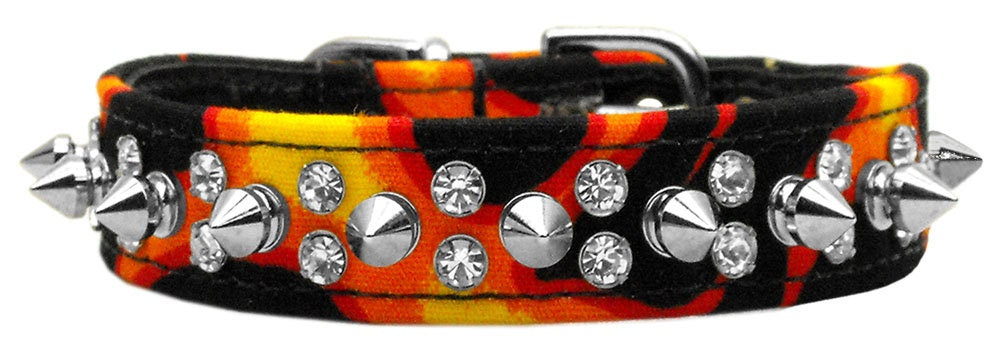 Mirage Pet Products Pet and Dog Spike Collar, "Double Crystal & Spikes"