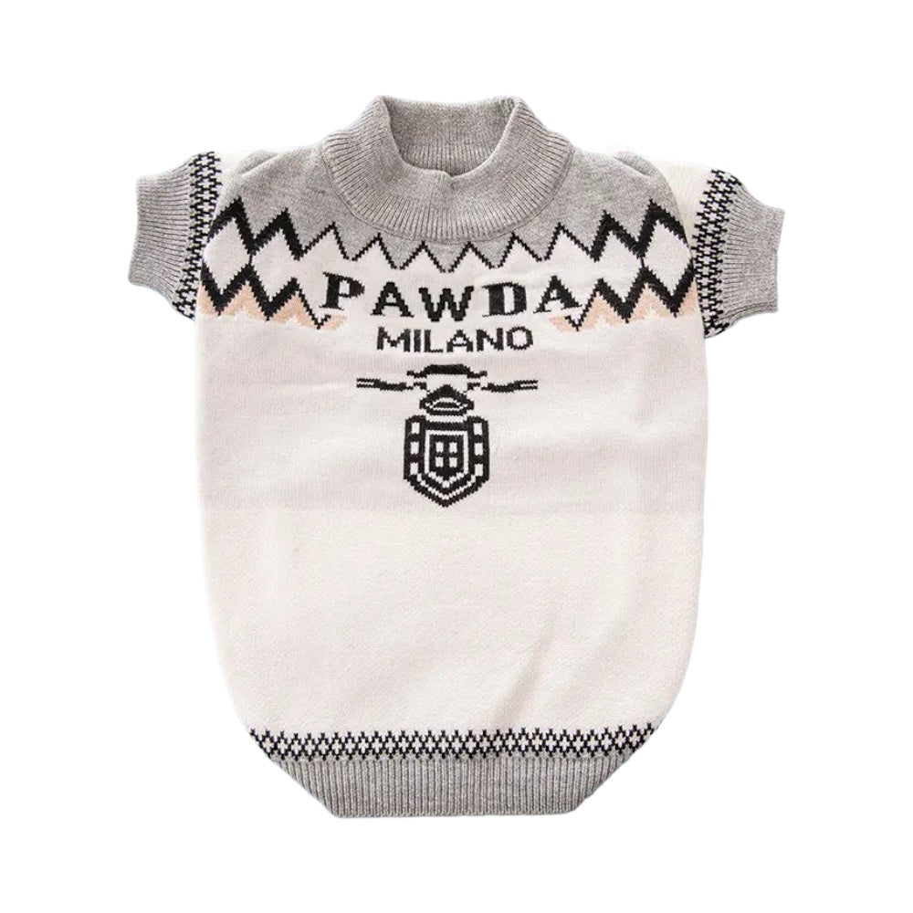 Pawda Dog Sweater, Grey/White