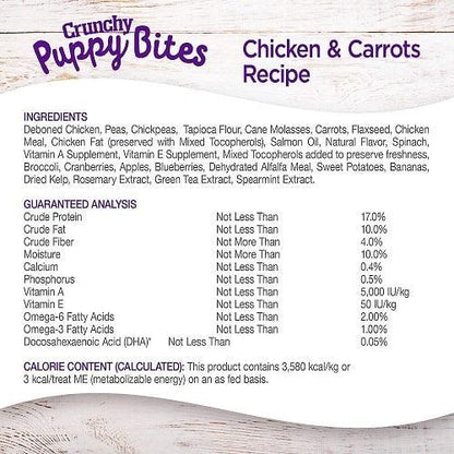 Wellness Dog Training Treat - CRUNCHY PUPPY BITES - Chicken & Carrots - 6 oz