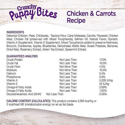 Wellness Dog Training Treat - CRUNCHY PUPPY BITES - Chicken & Carrots - 6 oz